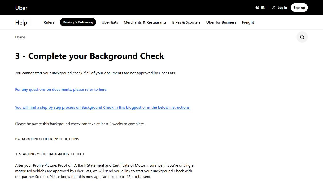 3 - Complete your Background Check | Driving & Delivering | Uber Help